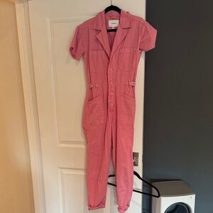 Pistola Pink Button-Up Jumpsuit
